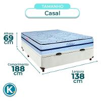 Cama Box Bau Branco Casal + Colchão Molas Ensacadas Blue Paropas - 3