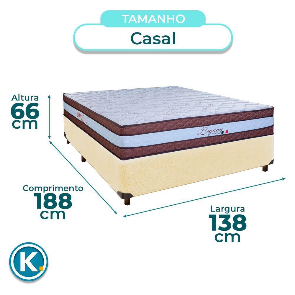 Cama Box Bege Casal + Colchão Molas Ensacadas Legaccy Paropas - 3
