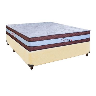 Cama Box Bege Casal + Colchão Molas Ensacadas Legaccy Paropas