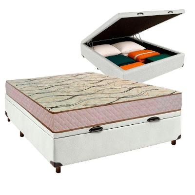 Cama Box Bau Branco Casal + Colchão D33 Maxsono Paropas