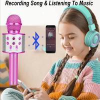 Microfone Karaokê Bluetooth Portátil Infantil Sem Fio Alto-falante Show Festa Escola Youtuber Roxo - 3