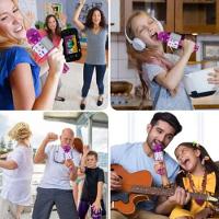 Microfone Karaokê Bluetooth Portátil Infantil Sem Fio Alto-falante Show Festa Escola Youtuber Roxo