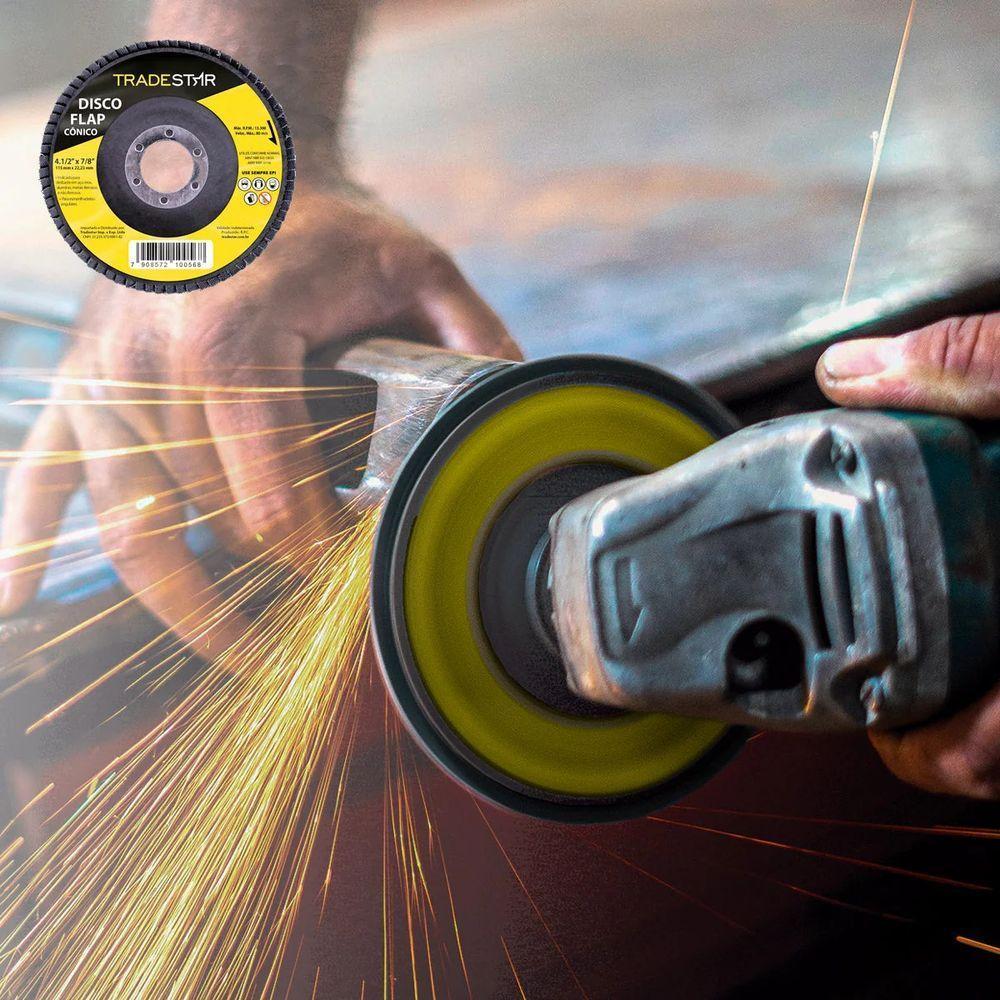 Disco Flap 115 Mm G50 Fibra Cônico Aço Tradestar - 3