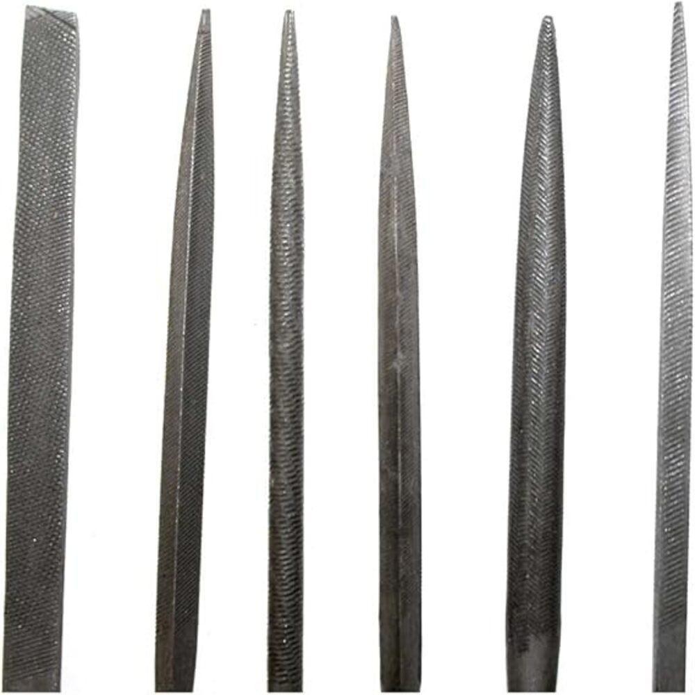 Jogo Lima Agulha Kit 6 Com Cabo Madeira Afiar Triangular Redonda Multiuso Ourives Reparo - 4