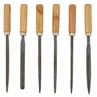 Jogo Lima Agulha Kit 6 Com Cabo Madeira Afiar Triangular Redonda Multiuso Ourives Reparo - 1