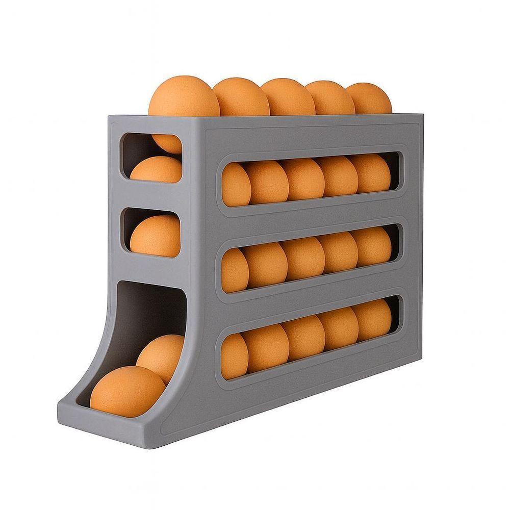 Organizador Para Ovos Com Suporte Rolante Cinza - 1