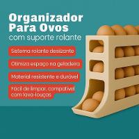 Organizador Para Ovos Com Suporte Rolante Cinza - 3