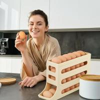 Organizador Para Ovos Com Suporte Rolante Cinza - 5