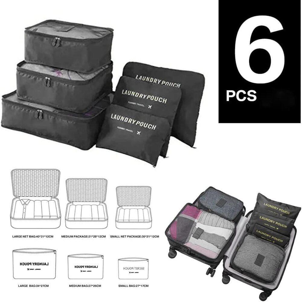 Organizador Mala Viagem Kit Completo 6 Peças Necessaire Porta Guarda Roupas Sapatos Biquini Multiuso - 6