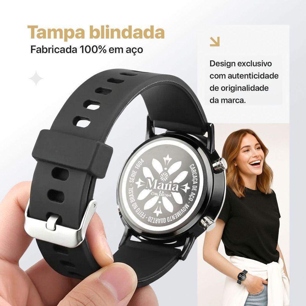 Relogio Feminino Digital Dourado Silicone Aco Inoxidavel Preto Ajustavel Qualidade Premium Presente - 4