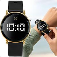 Relogio Feminino Digital Dourado Silicone Aco Inoxidavel Preto Ajustavel Qualidade Premium Presente - 1