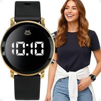Relogio Feminino Digital Dourado Silicone Aco Inoxidavel Preto Ajustavel Qualidade Premium Presente - 3