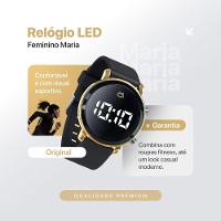 Relogio Feminino Digital Dourado Silicone Aco Inoxidavel Preto Ajustavel Qualidade Premium Presente - 5