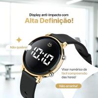 Relogio Feminino Digital Dourado Silicone Aco Inoxidavel Preto Ajustavel Qualidade Premium Presente - 6