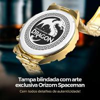 Relogio Masculino Dourado + Cordão Cruz + Pulseira Grumet Qualidade Premium Presente Catolico Dragao