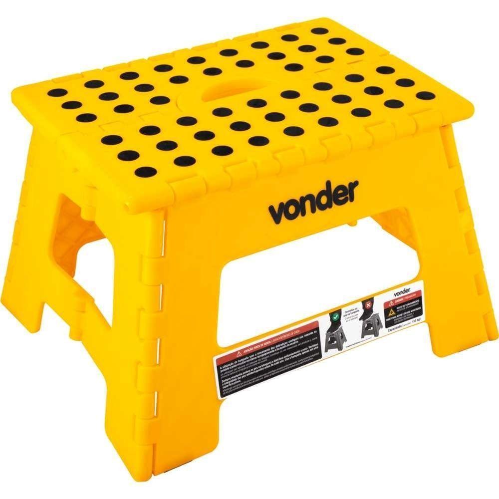 Banqueta Plástica Dobrável Amarela Altura 220 Mm Vonder - 1