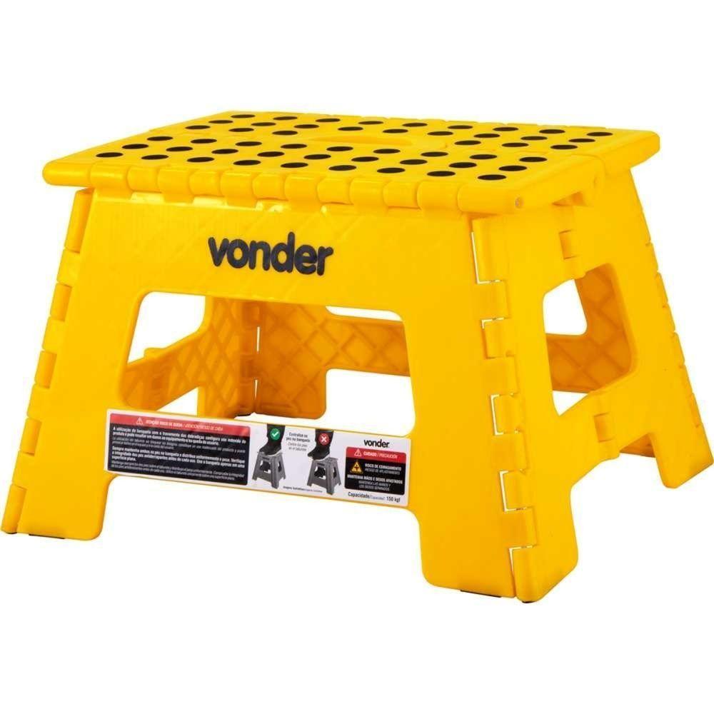 Banqueta Plástica Dobrável Amarela Altura 220 Mm Vonder - 5