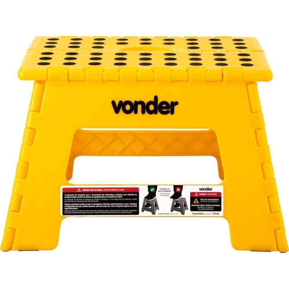 Banqueta Plástica Dobrável Amarela Altura 220 Mm Vonder - 6