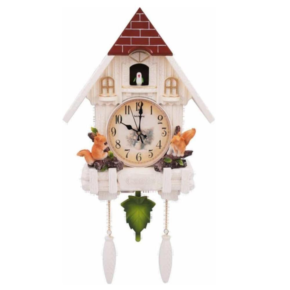 Relogio Cuco Classico Pendulo Musical Estilo Madeira Passaro Branco Luxo Design Retro Decorativo - 1