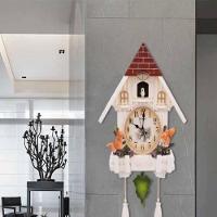 Relogio Cuco Classico Pendulo Musical Estilo Madeira Passaro Branco Luxo Design Retro Decorativo - 3