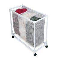 Carrinho Lavanderia Triplo Cesto Roupas Com Rodinhas Organizador Lencol Toalha Casa Hotel Pousada - 1