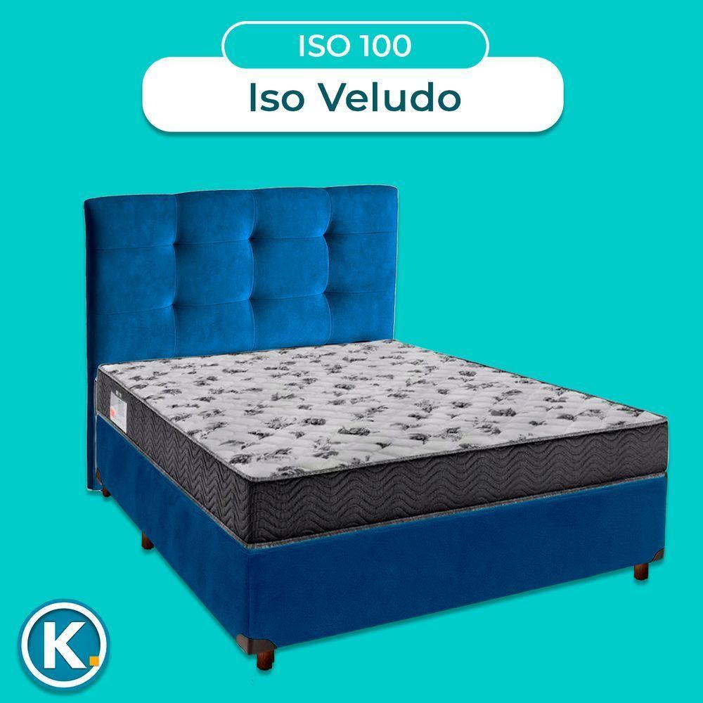 Conjunto Cama Box Azul Casal + Colchão D33 Iso100 Ortobom + Cabeceira - 4