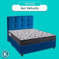 Conjunto Cama Box Azul Casal + Colchão D33 Iso100 Ortobom + Cabeceira