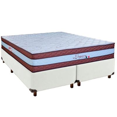Cama Box Branco Queen + Colchão Molas Ensacadas Legaccy Paropas