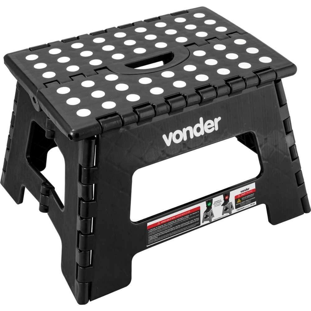 Banqueta Plástica Dobrável Preta Altura 220 Mm Vonder - 1