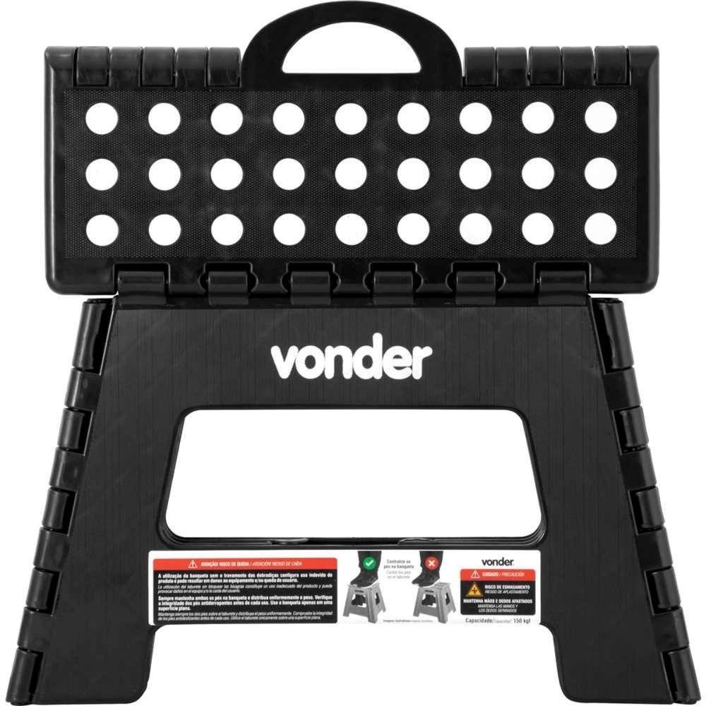 Banqueta Plástica Dobrável Preta Altura 220 Mm Vonder - 2