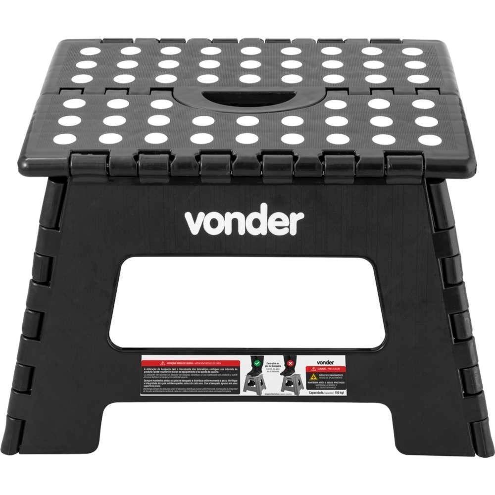 Banqueta Plástica Dobrável Preta Altura 220 Mm Vonder - 3