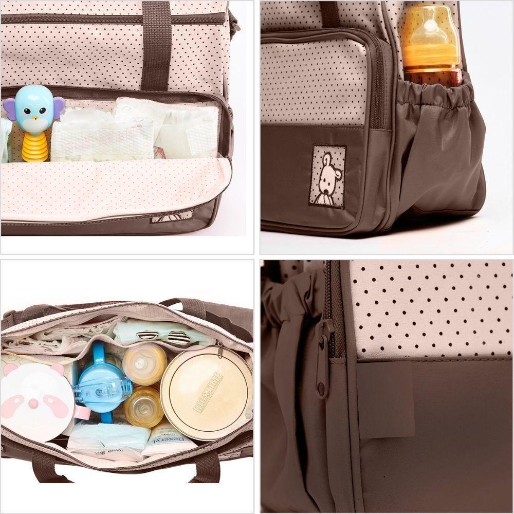 Kit Bolsa Maternidade Mochila Bebe Trocador Porta Mamadeira Papinha 5 Peças Mala Luxo Impermeavel - 5