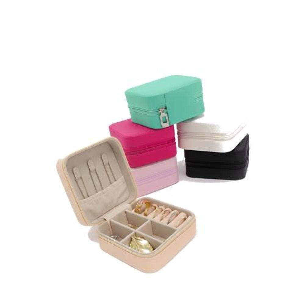 Mini Porta-jóias Em Couro Sintético Rosa Claro - 4