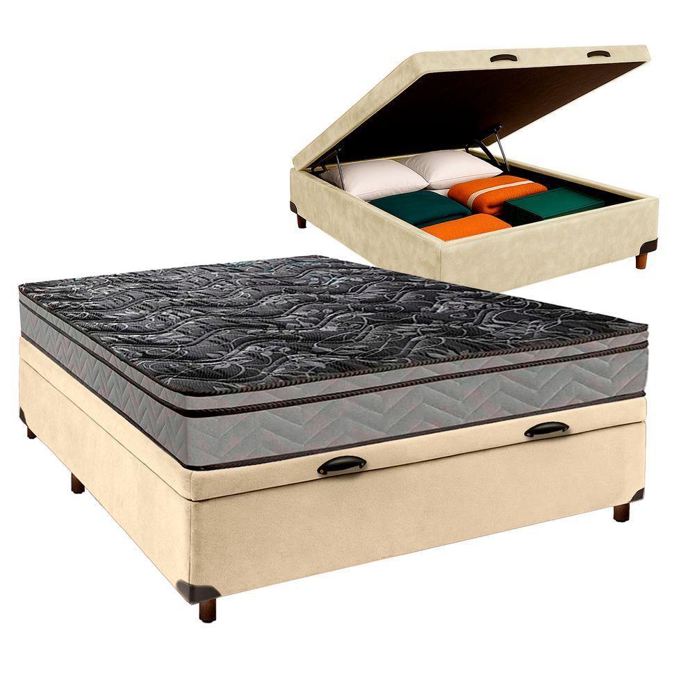 Conjunto Cama Box Bau Blindado Casal + Colchão D28 Conforto Paropas - 1