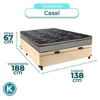Conjunto Cama Box Bau Blindado Casal + Colchão D28 Conforto Paropas