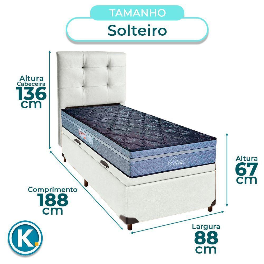 Kit Cama Box Bau + Cabeceira + Colchão Solteiro Molas Ensacadas - Petrus - Paropas - 3