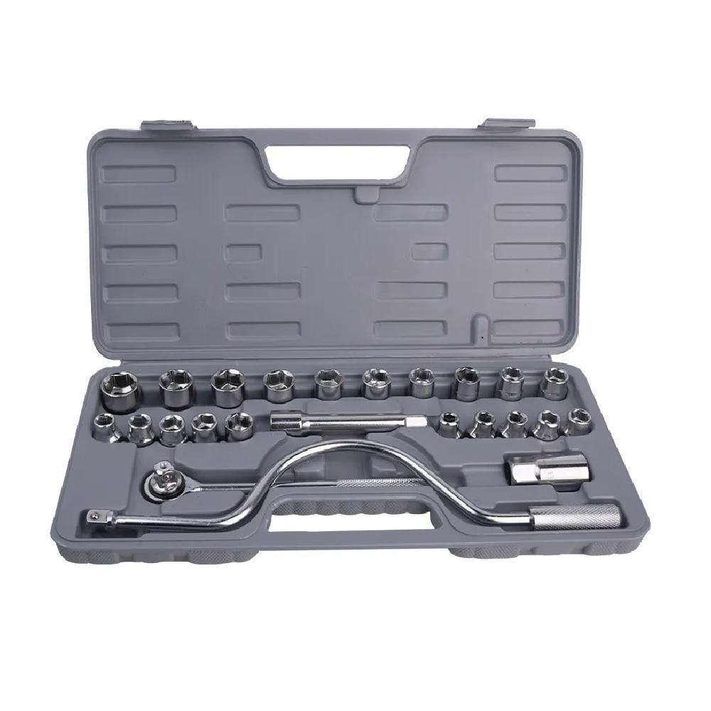 Jogo Chaves Soquete 25 Peças Catraca 1-2 Kit Ferramentas Completo Maleta Cachimbo Roda 8-22mm - 1