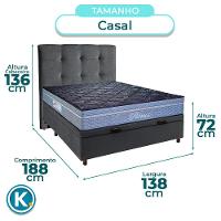 Cama Box Bau + Colchão Casal Molas Ensacadas Petrus Paropas + Cabeceira Estofada - 3