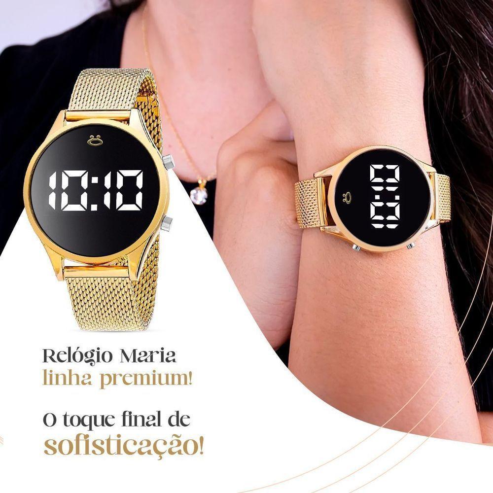 Relogio Preta Led Silicone + Relogio Feminino Digital Inox Qualidade Premium Pulseira Ajustavel Led - 2