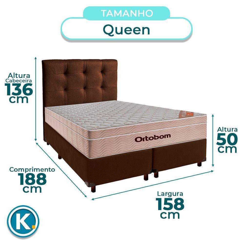 Kit Cama Box + Cabeceira + Colchão Queen Molas Ensacadas - Airtech - Ortobom - 3