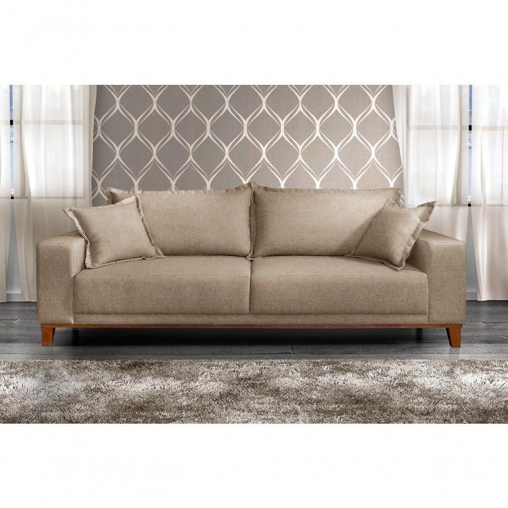 Sofá Fixo Argos 3 Lugares Luxo 1,80 M Castellar Móbile Linho Bege - 4