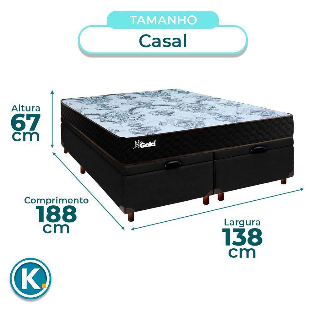 Conjunto Cama Box Bau Blindado Casal + Colchão Molas Ensacadas Life Gold Paropas - 3