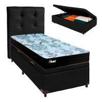 Cama Box Bau + Colchão Solteiro Molas Ensacadas Life Gold Paropas + Cabeceira Estofada - 1