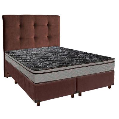 Conjunto Cama Box Blindado Casal + Colchão D28 Conforto Paropas + Cabeceira