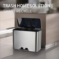 Lixeira Tripla Coleta Seletiva Inox 30 Litros Gigante 3 Cestos Lixo Cozinha Escritorio 3 Em 1 - 2