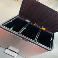 Lixeira Tripla Coleta Seletiva Inox 30 Litros Gigante 3 Cestos Lixo Cozinha Escritorio 3 Em 1 - 5