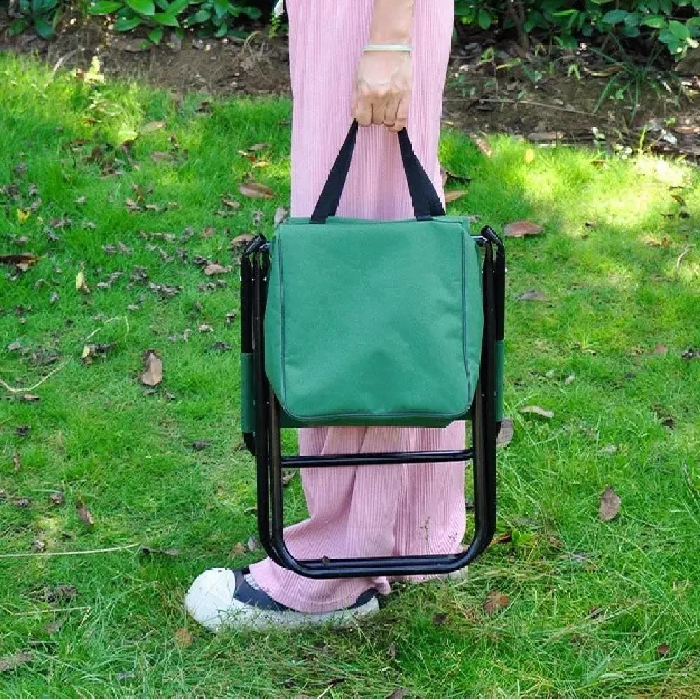 Cadeira Camping Com Bolsa Organizador Dobravel Banqueta Portatil Mochila Pesca Praia Banquinho Porta - 4