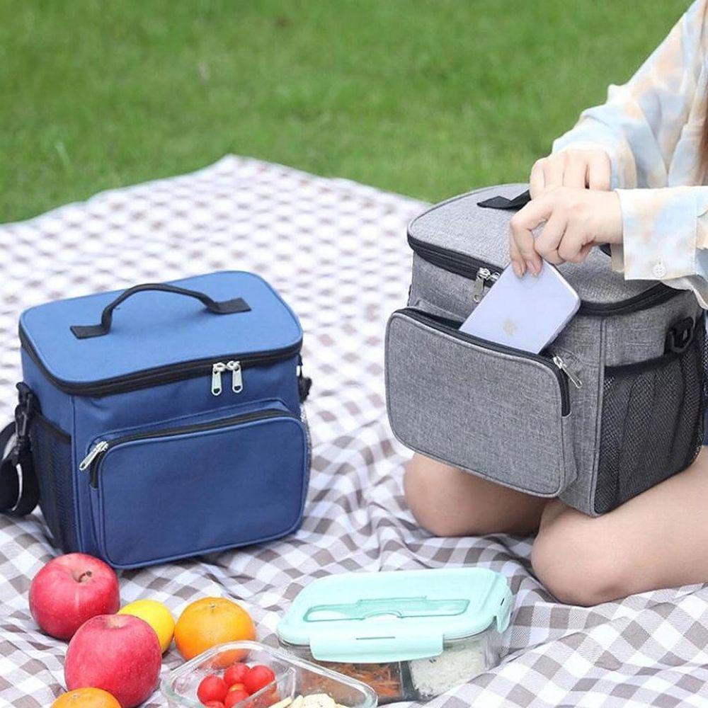 Bolsa Térmica Média Portátil Pratica Marmita Azul - 3