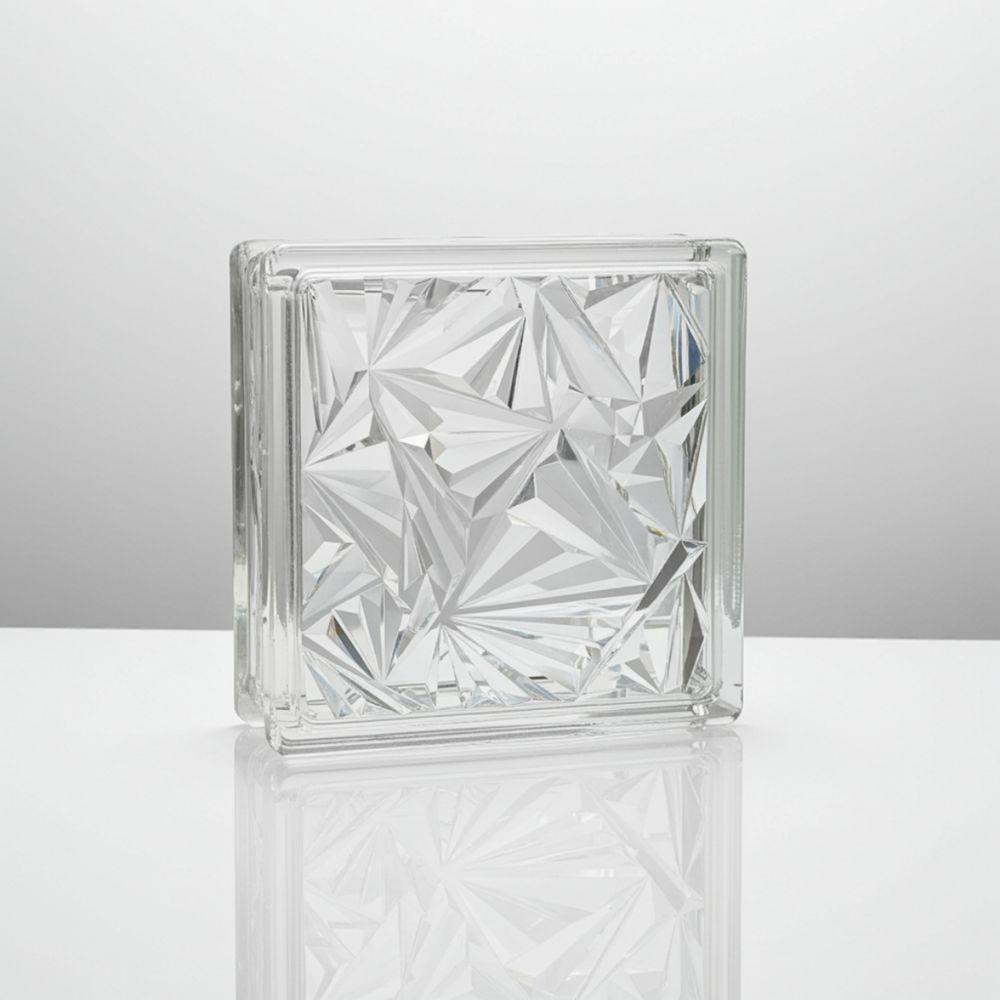 Tijolo De Vidro 19 X 19 X 8 Cm Floral Gelo Translúcido 06 Unidades Tradestar - 5