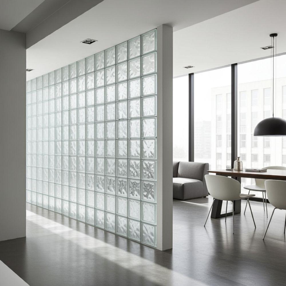 Tijolo De Vidro 19 X 19 X 8 Cm Floral Gelo Translúcido 06 Unidades Tradestar - 6